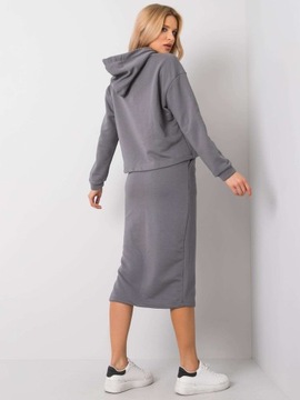 Спортивный комплект ЖЕНСКИЙ ЮБКА МИДИ СВИТШИРТ F109 черный 38 M