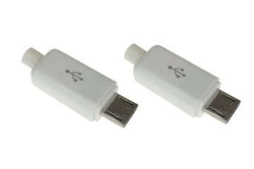 WTYK MICRO USB 5 PIN NA KABEL BIAŁY 2 SZTUKI