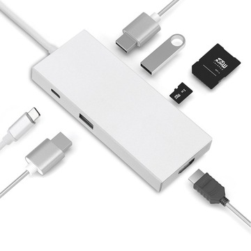 ADAPTER HUB USB-C 3.0 HDMI 4K SD/TF PD 7w1