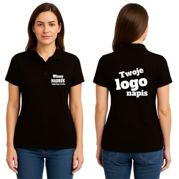 KOSZULKA POLO DAMSKA Z WŁASNYM NADRUKIEM LOGO NAPIS TEKST GRAFIKA roz.L