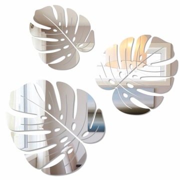 Lustro Dekoracyjne srebrne akrylowe monstera
