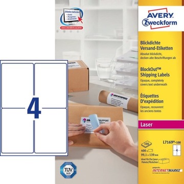 Белые транспортировочные этикетки Avery Zweckform, 100 листов