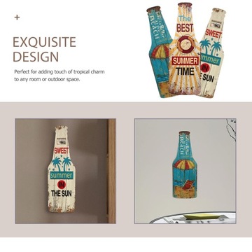 ДЕРЕВЯННЫЙ КУЛОН БУТЫЛКА «ПЛЯЖ» 3 ШТ.