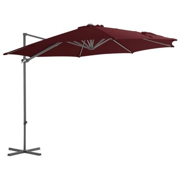 PARASOL WISZĄCY NA STALOWYM SŁUPKU BORDOWY, 300CM