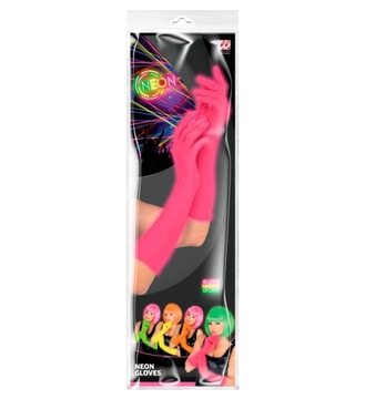 Rękawiczki Neonowe Różowe Długie Retro Disco Party Lata 80, 40cm