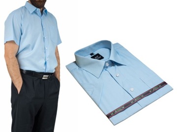 50/51-6XL Koszula męska błękitna duży rozmiar elegancka codzienna bawełna