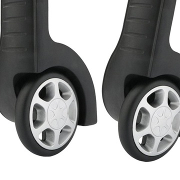 2 поворотных ролика слева направо, чемодан на колесиках, стиль багажа B