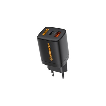 Hammer RapidCharger Duo USB-A — настенное зарядное устройство USB-C PD 20 Вт