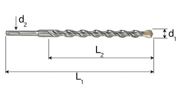 Ударная дрель по бетону 11x160 SDS Plus, 2 шт.