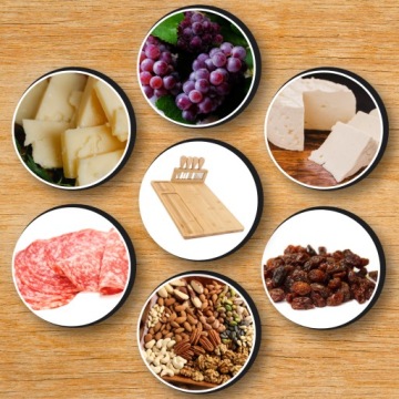 СЕРВИРОВОЧНАЯ ДОСКА ДЛЯ ПОДАЧИ СЫРОВ ХОЛОДНЫХ МЯСНЫХ ЗАКУСОК С НОЖАМИ БАМБУК