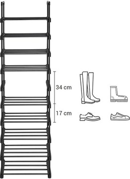 Полка-подставка для обуви 45 х 174 х 30 см 10 уровней LSA25BK