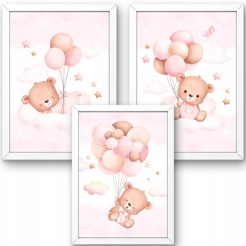НАСТЕННЫЕ КАРТИНЫ ДЛЯ ДЕТСКОЙ КОМНАТЫ ДЛЯ ДЕВОЧЕК, ПОСТЕРЫ, МИШКИ ТЕДДИ