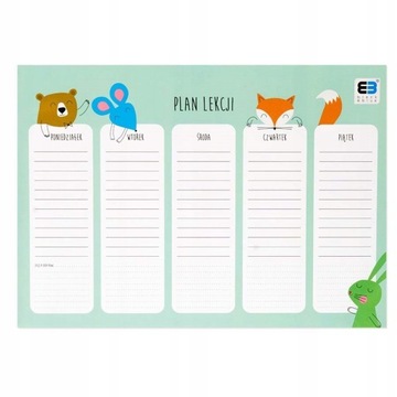 Plan Lekcji A4 Interdruk BB KIDS Zwierzęta Leśne