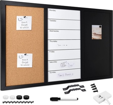 MAGNETYCZNA TABLICA KREDOWA KORKOWA 3w1 rozm 60x40