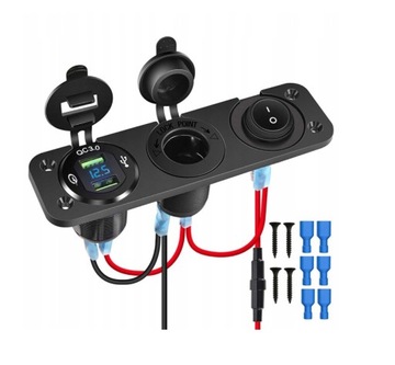 12V wyjście USB Panel gniazda 3 w 1 gniazdo do z