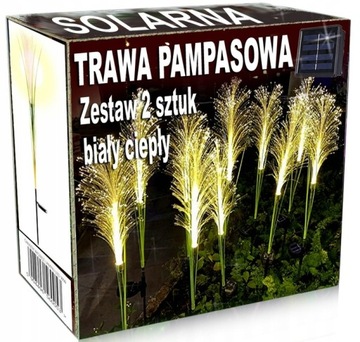 LAMPA SOLARNA WBIJANA TRAWA PAMPASOWA 75cm POCHODNIA BIAŁY CIEPŁY