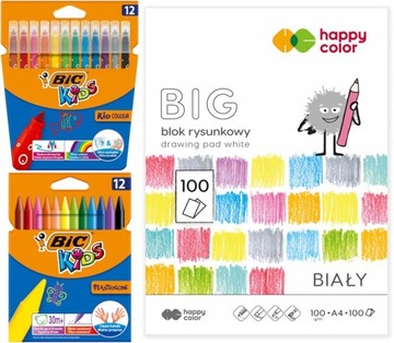 BIC ZESTAW PLASTYCZNY BLOK RYSUNKOWY FLAMASTRY PREZENT DLA DZIECKA