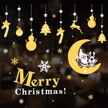 Naklejki świąteczne na okno szybę Merry Christmas
