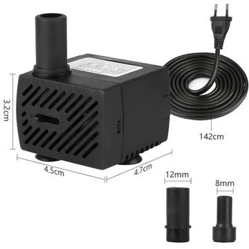 ZESTAW POMPA WODY REGULOWANA WYDAJNOŚĆ CICHA MAŁA 5W 350L/H 12 LED DO OGRÓD