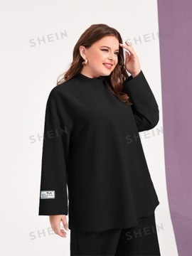 SHEIN CURVE KOMPLET DAMSKI SPODNIE PROSTE+BLUZKA CZARNE 2XL 719