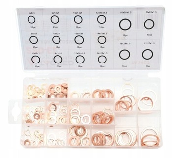 МЕДНЫЕ ШАЙБЫ, УПЛОТНЕНИЯ, НАБОР 220 ШТ.