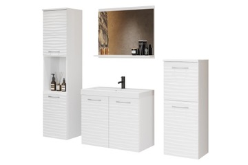 МАРС мебель для ванной комнаты + ЗЕРКАЛО + РАКОВИНА волна МДФ