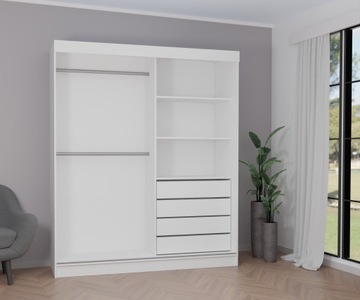 2D ШКАФ 160СМ БЕЛОЕ зеркало + ФИОЛЕТОВЫЙ лакобель