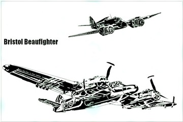 Naklejka ścienna samolot Bristol BEAUFIGHTER 100x50cm nr.12