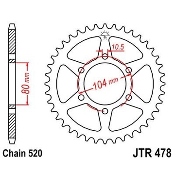 PBR ZĘBATKA TYLNA 478 46 C45 KAWASAKI ER 6 (06-13), KLE 650 (07-13)