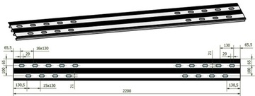 Deska podłogowa aluminiowa 200x2100mm grubość 30mm 4-wzmocnienia otworowana