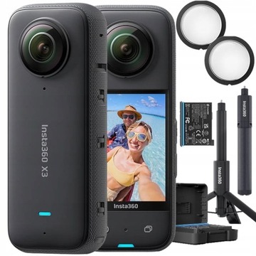 Insta360 X3 All-Purpose Kit Kamera + aku + kijek/statyw + osłony obiektywu