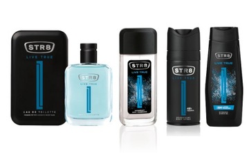 STR8 LIVE TRUE ZESTAW 4cz EDT100ml + DNS85ml + SPRAY150ml + ŻEL400ml