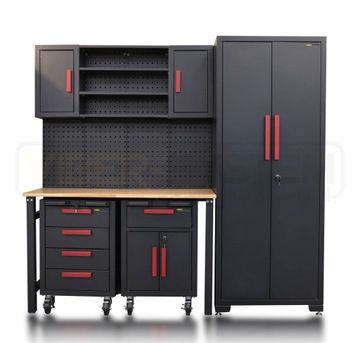 МЕБЕЛЬ ДЛЯ МАСТЕРСКОЙ С ПОДВИЖНЫМ СТОЛОМ И МОБИЛЬНЫМИ ШКАФАМИ, ШКАФОМ, ПОЛКОЙ SZ101