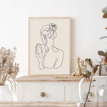 1шт Абстрактная богемная линия Женское лицо Цветок