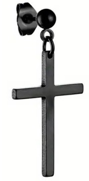 Krzyż Krzyżyk Kuleczka Kolczyk Do Ucha Punk Gothic STAL