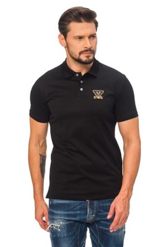 EMPORIO ARMANI - czarna koszulka polo z logo r. S