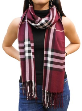 Szalik w kratę angielską z frędzlami, uniseks