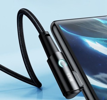 Черный кабель Tooki, 100 Вт, тип C — USB C, кабель 2 м, 5 А, 90 градусов, прямоугольный