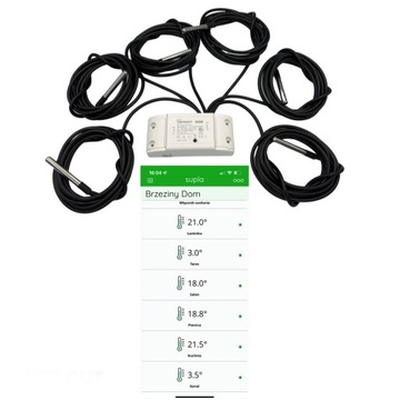 Sonoff wifi czujnik temperatury 6xDS18B20 5metrów, termostat