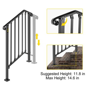 VEVOR Balustrada Schodowa 2-3 kroków Kute żelazo