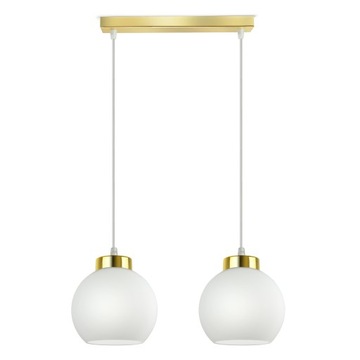 Lampa Wisząca Sufitowa Żyrandol Złota Szklane Białe Kule Glass BZ2 LED E27