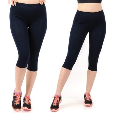 Legginsy damskie 3/4 bawełna Rybaczki Krótkie getry Polskie GRANATOWE 5XL