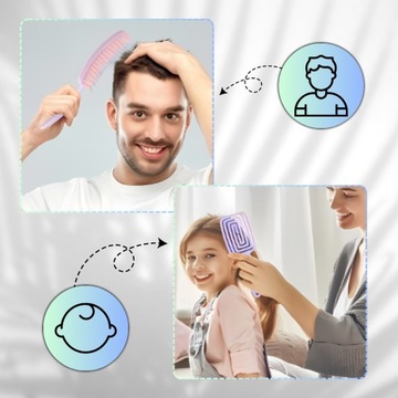 Плоская массажная расческа для всех типов, гибкая, фиолетовая.