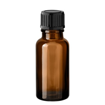Butelka szklana brązowa 20 ml z nakrętką czarną