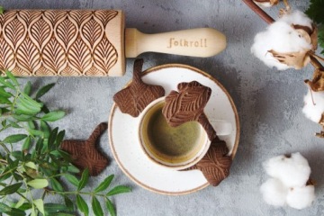 Валик с гравировкой ДЕКОРАТИВНЫЕ ЛИСТЬЯ, большой