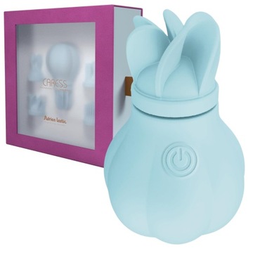 stymulator łechtaczki - Caress Blue - z zestawem wymiennych końcówek, USB