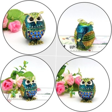 Ze Stopu Sowa Metalowy Statua Sowy Ozdoba Etui Na Biżuterię Pudełka Z Biżut