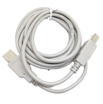 Kabel wtyk USB A - wtyk USB B drukarka biały 3m