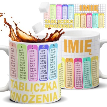 Kubek Biały Na Prezent TABLICZKA MNOŻENIA Imię Wz