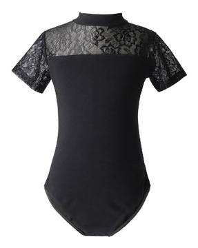 Body Czarne Premium Balet Bawełna Koronka 146/152